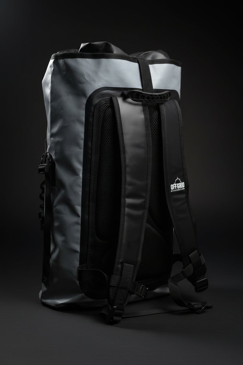 Dark studio dry bag portrait