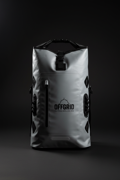 OFFGRID dry bag front view in dark studio